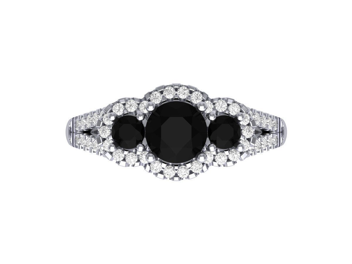 3 Stone Engagement Ring 3D print model_4