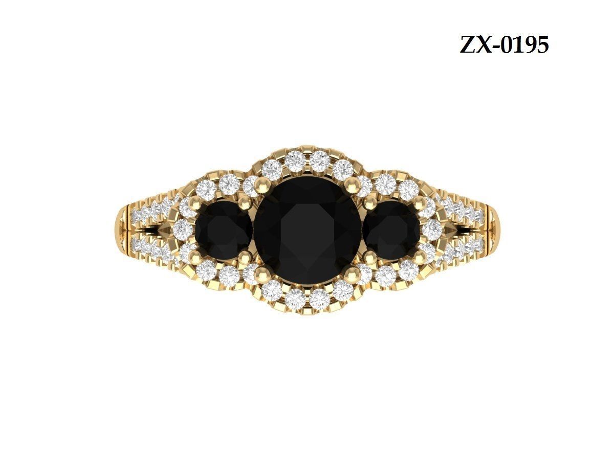 3 Stone Engagement Ring 3D print model_13