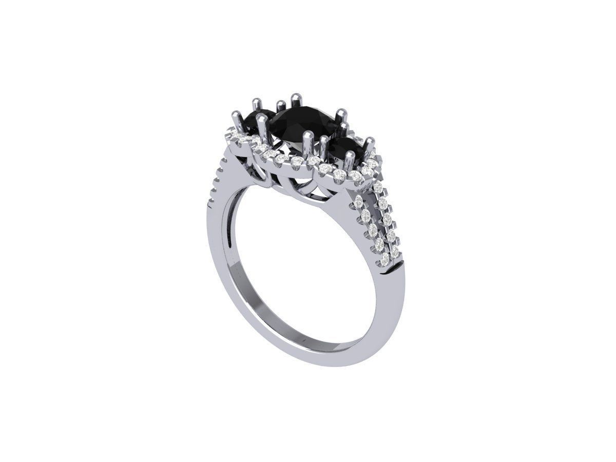 3 Stone Engagement Ring 3D print model_1