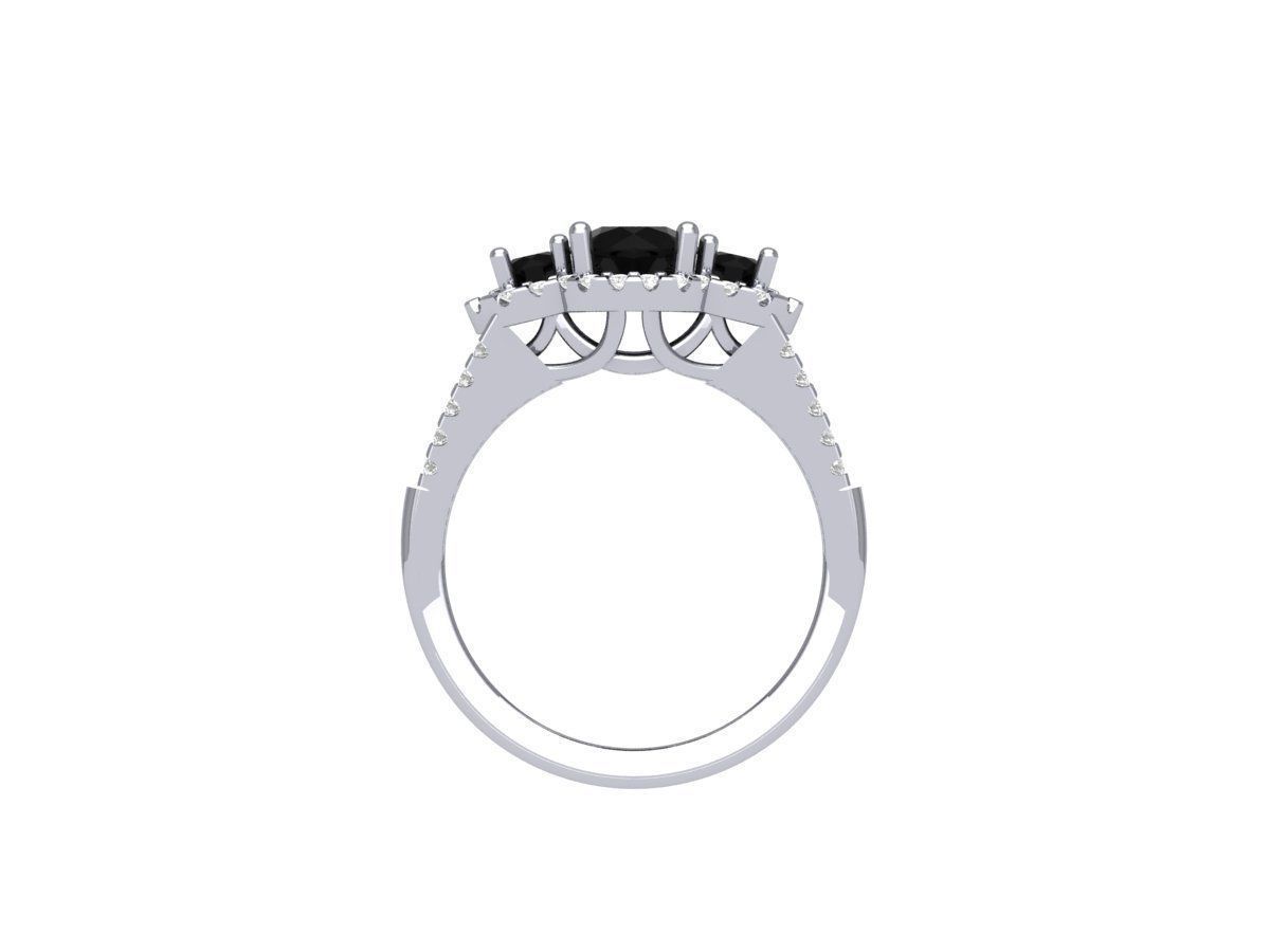 3 Stone Engagement Ring 3D print model_8