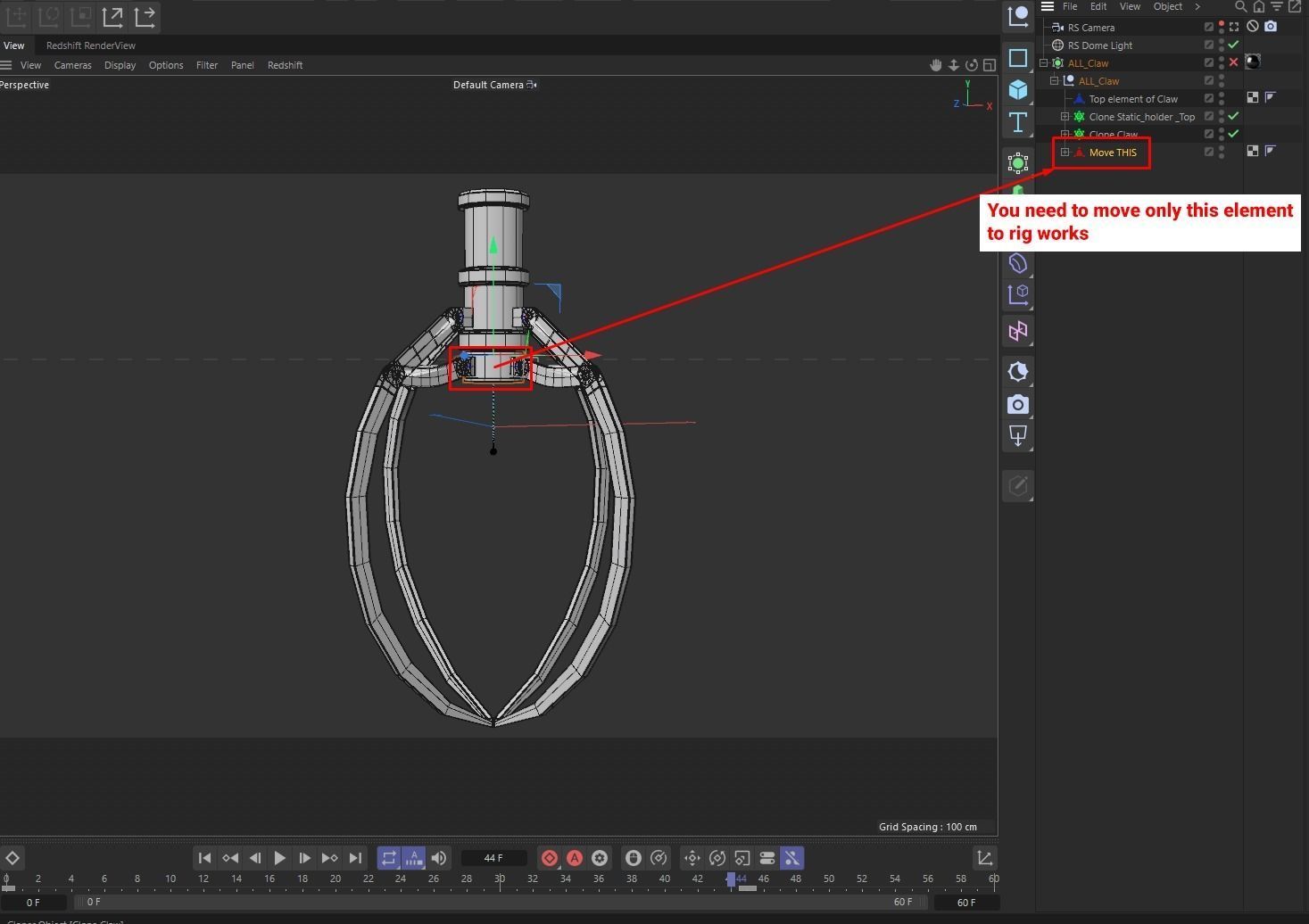 Metal realistic Claw with RIG 3D model_2