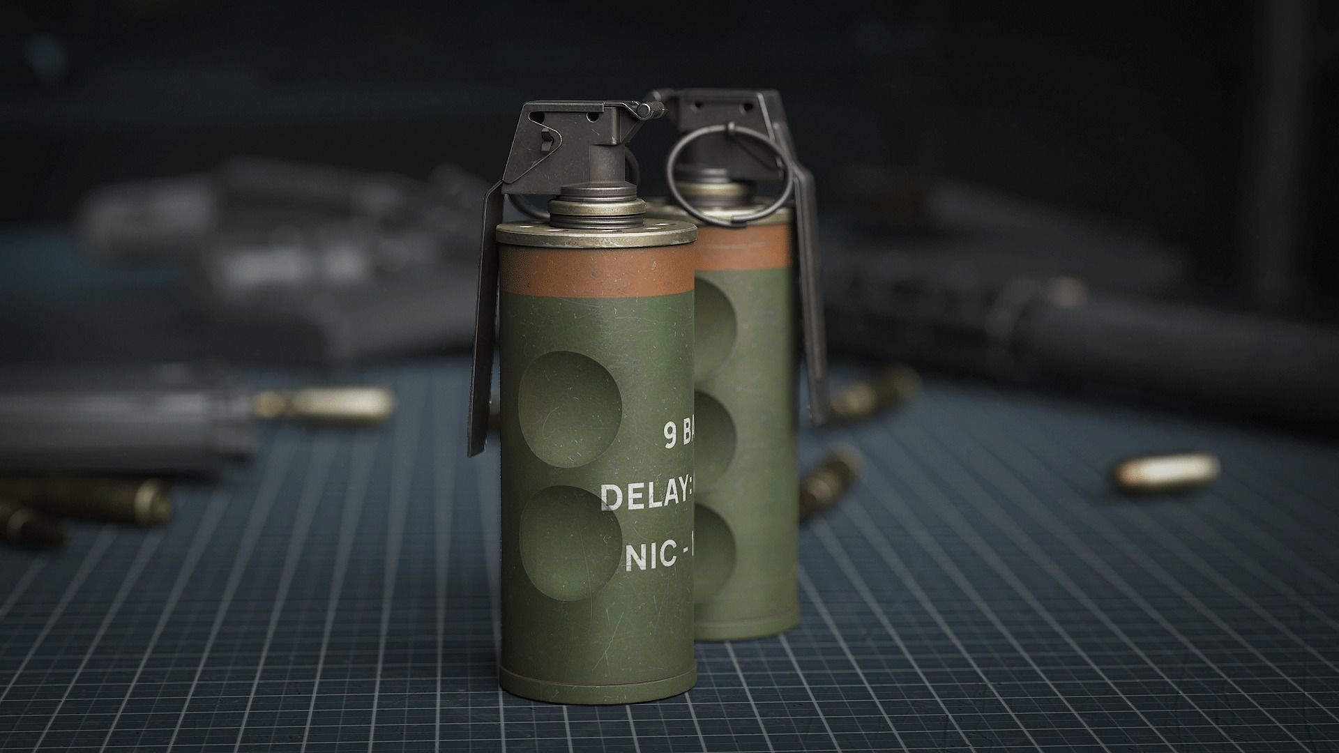 Game Ready N25 Stun Grenade - Army Skin Low-poly 3D model_1