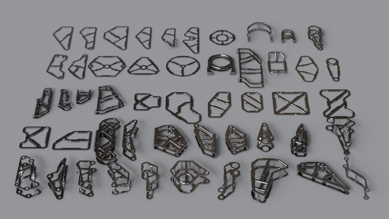 Machined Mecha Parts Kit-Bash 3D model_1