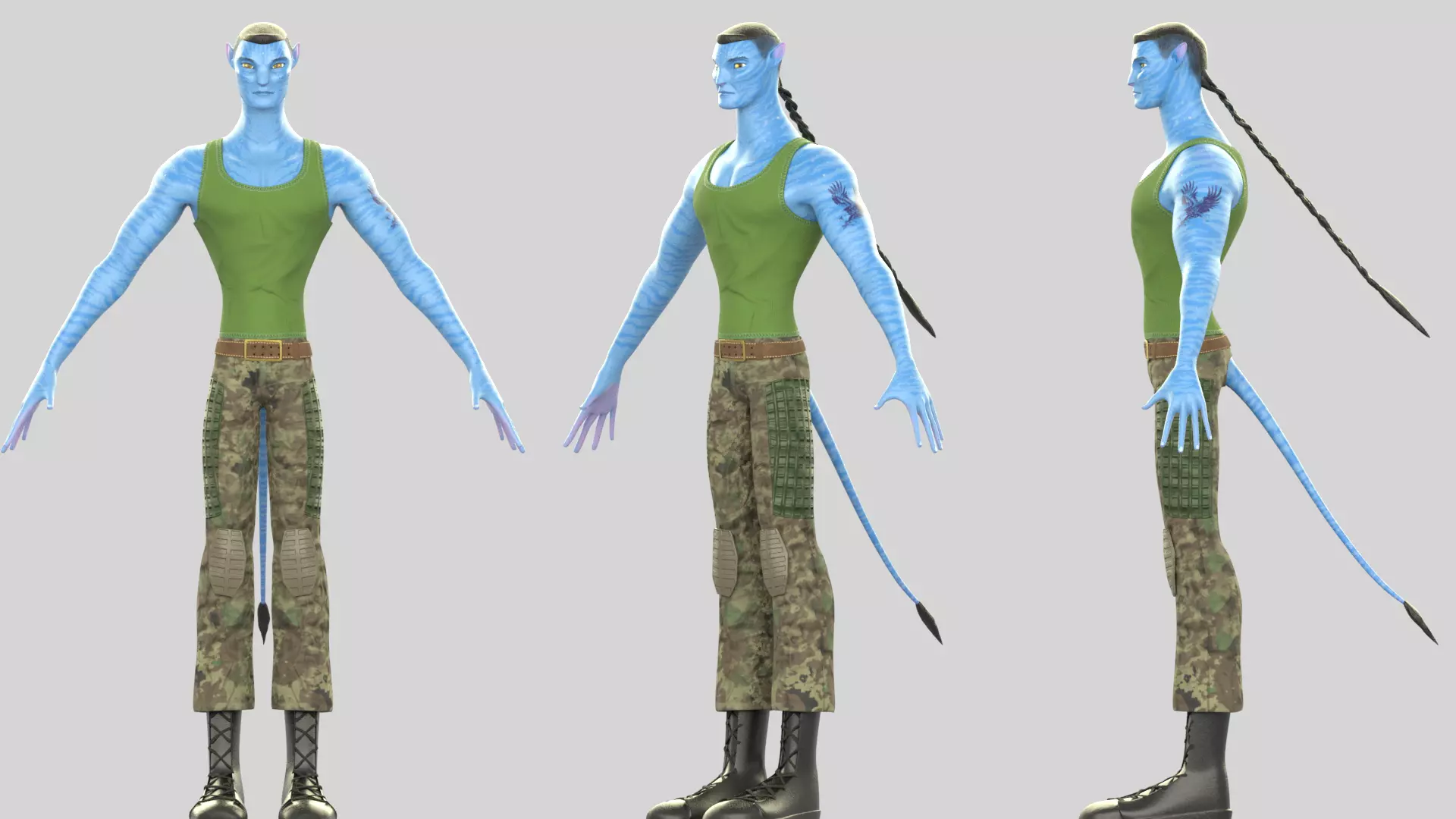 Avatar Navi Quaritch recom Avatar The Way of Water Low-poly 3D model_0