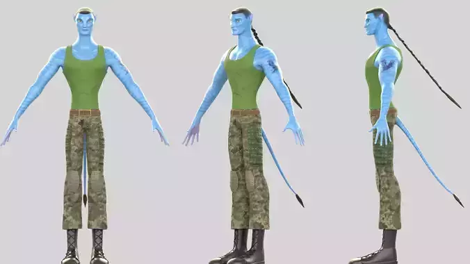 Avatar Navi Quaritch recom Avatar The Way of Water Low-poly 3D model