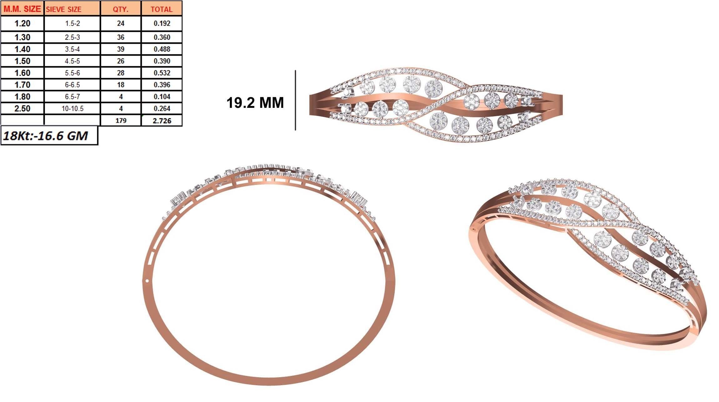 Women Bangle Bracelet STL JCD Details 3D print model_1