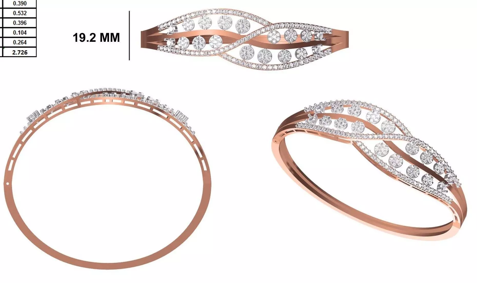 Women Bangle Bracelet STL JCD Details 3D print model_0