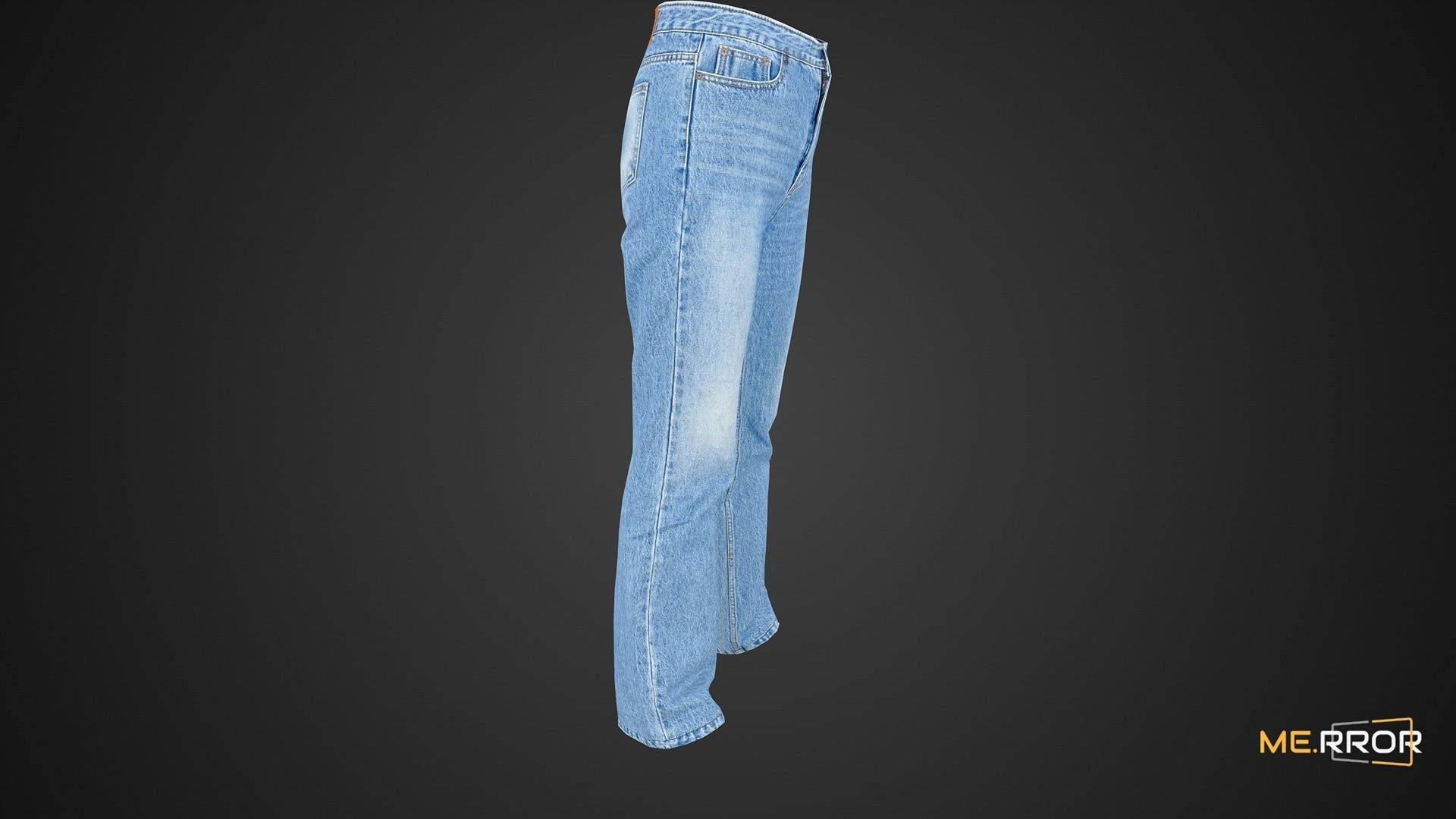 Game Ready Bell Bottom Jeans Low-poly 3D model_4