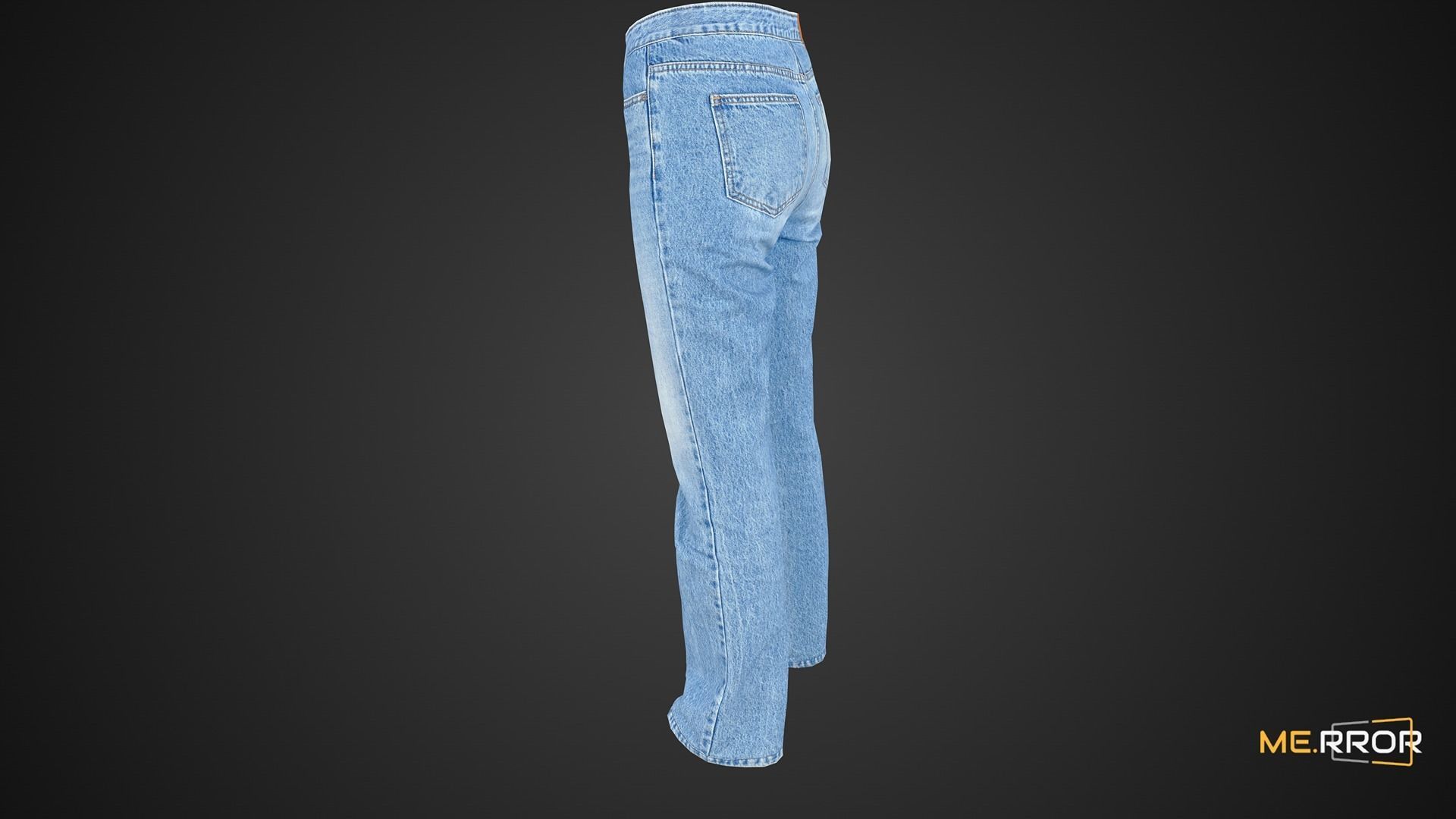 Game Ready Bell Bottom Jeans Low-poly 3D model_8