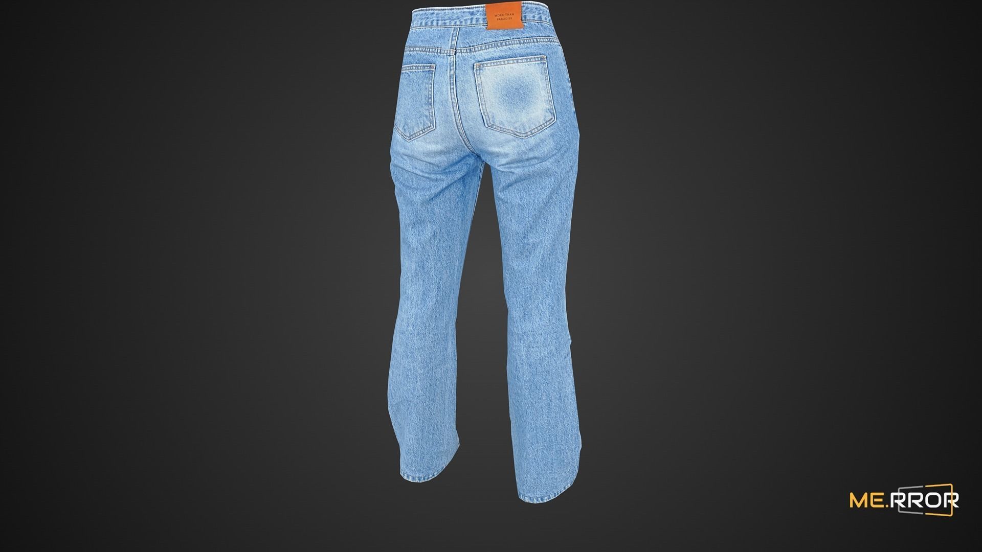 Game Ready Bell Bottom Jeans Low-poly 3D model_2