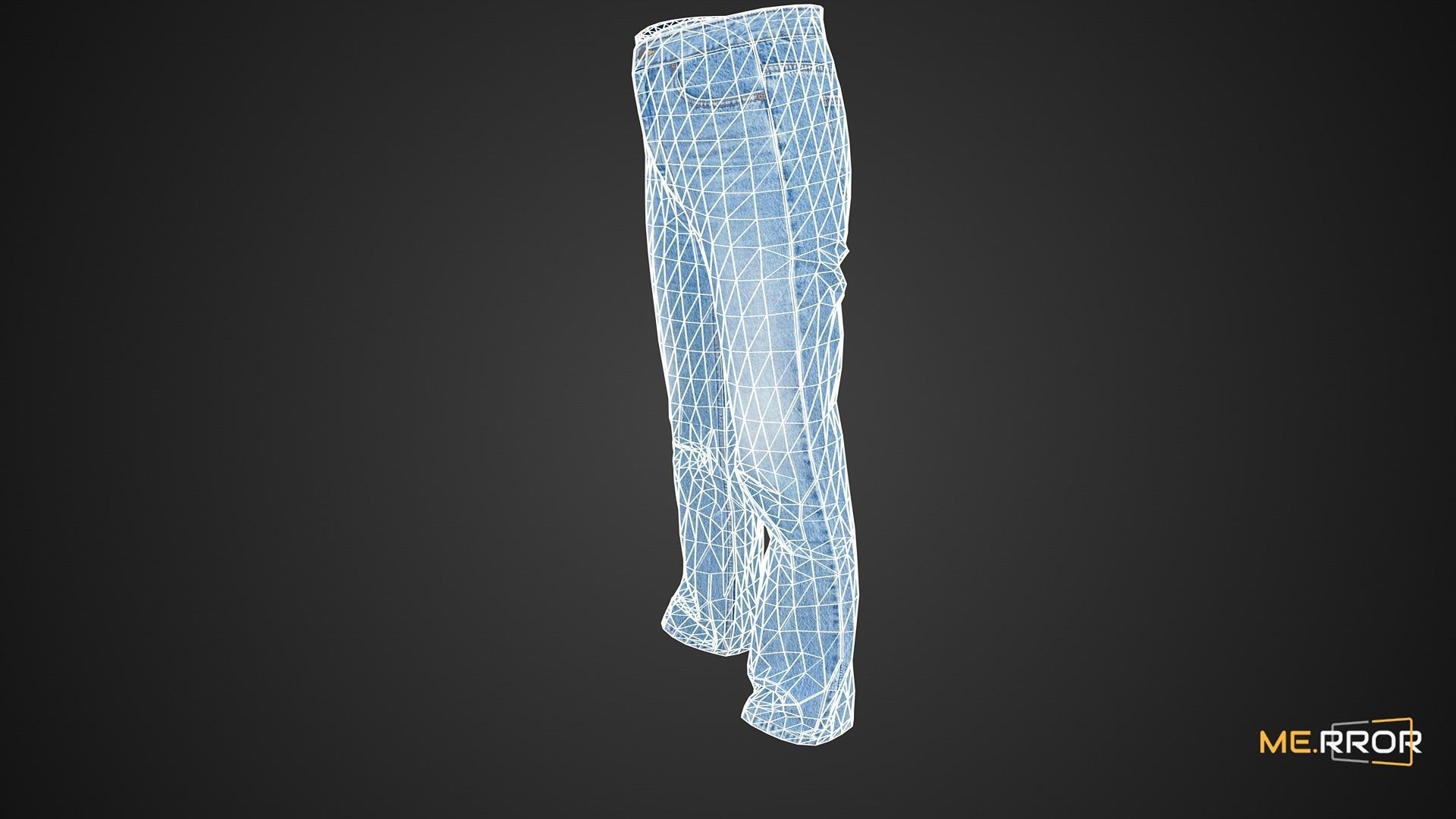 Game Ready Bell Bottom Jeans Low-poly 3D model_7