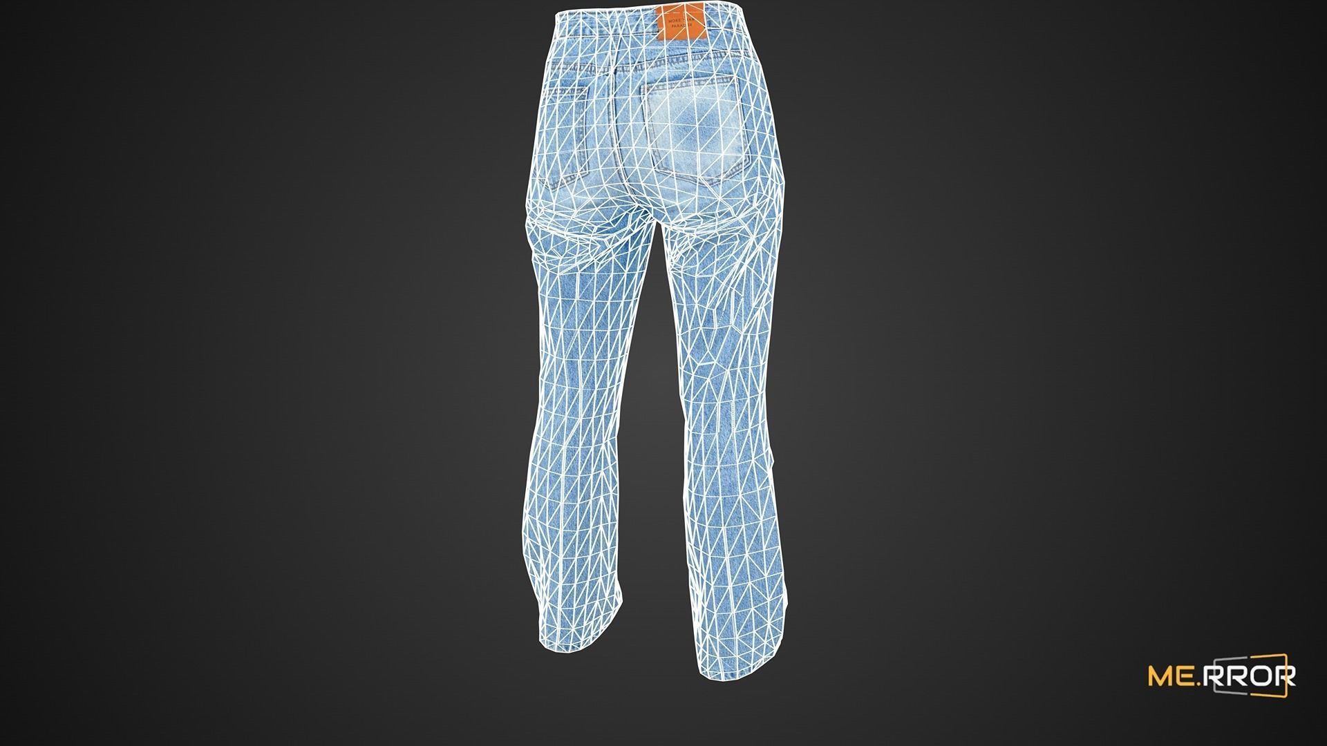 Game Ready Bell Bottom Jeans Low-poly 3D model_3
