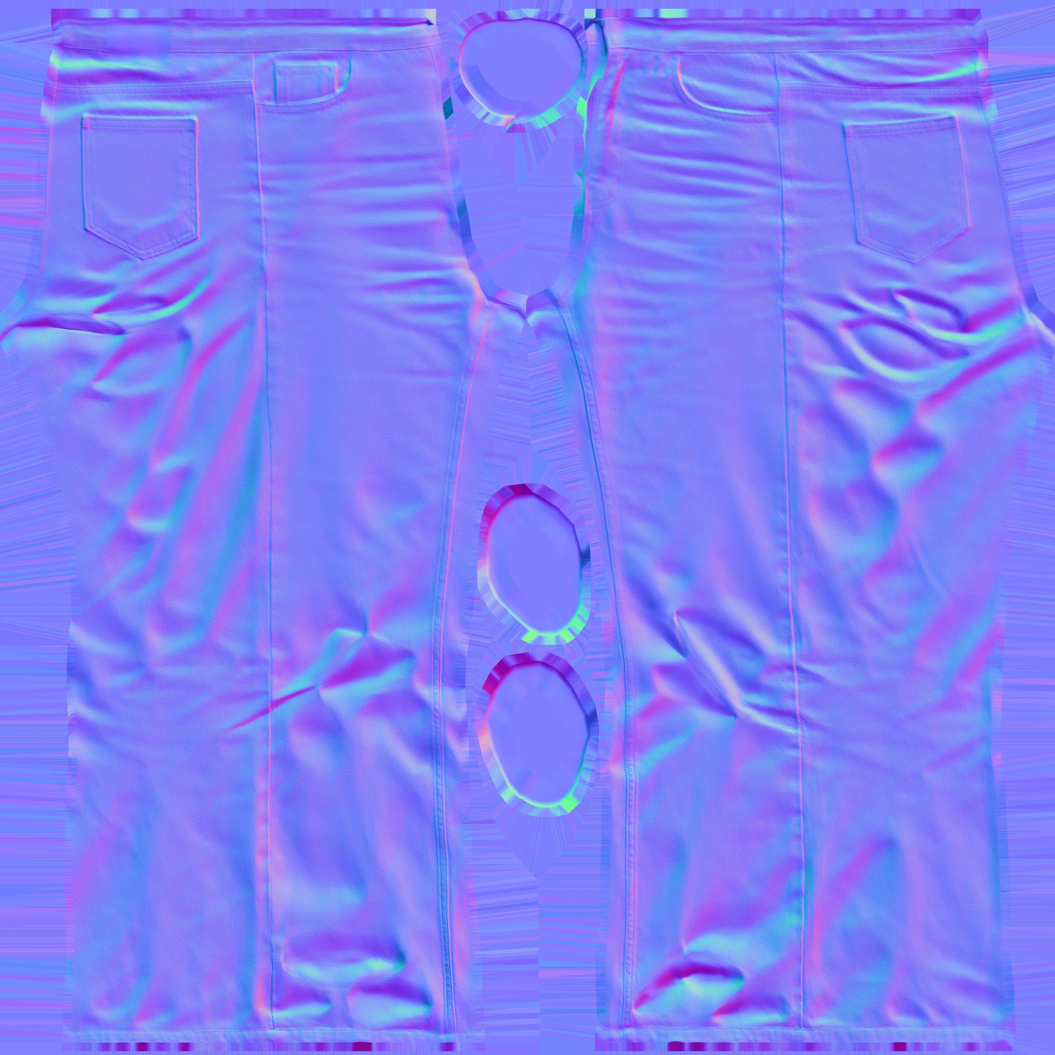 Game Ready Bell Bottom Jeans Low-poly 3D model_13