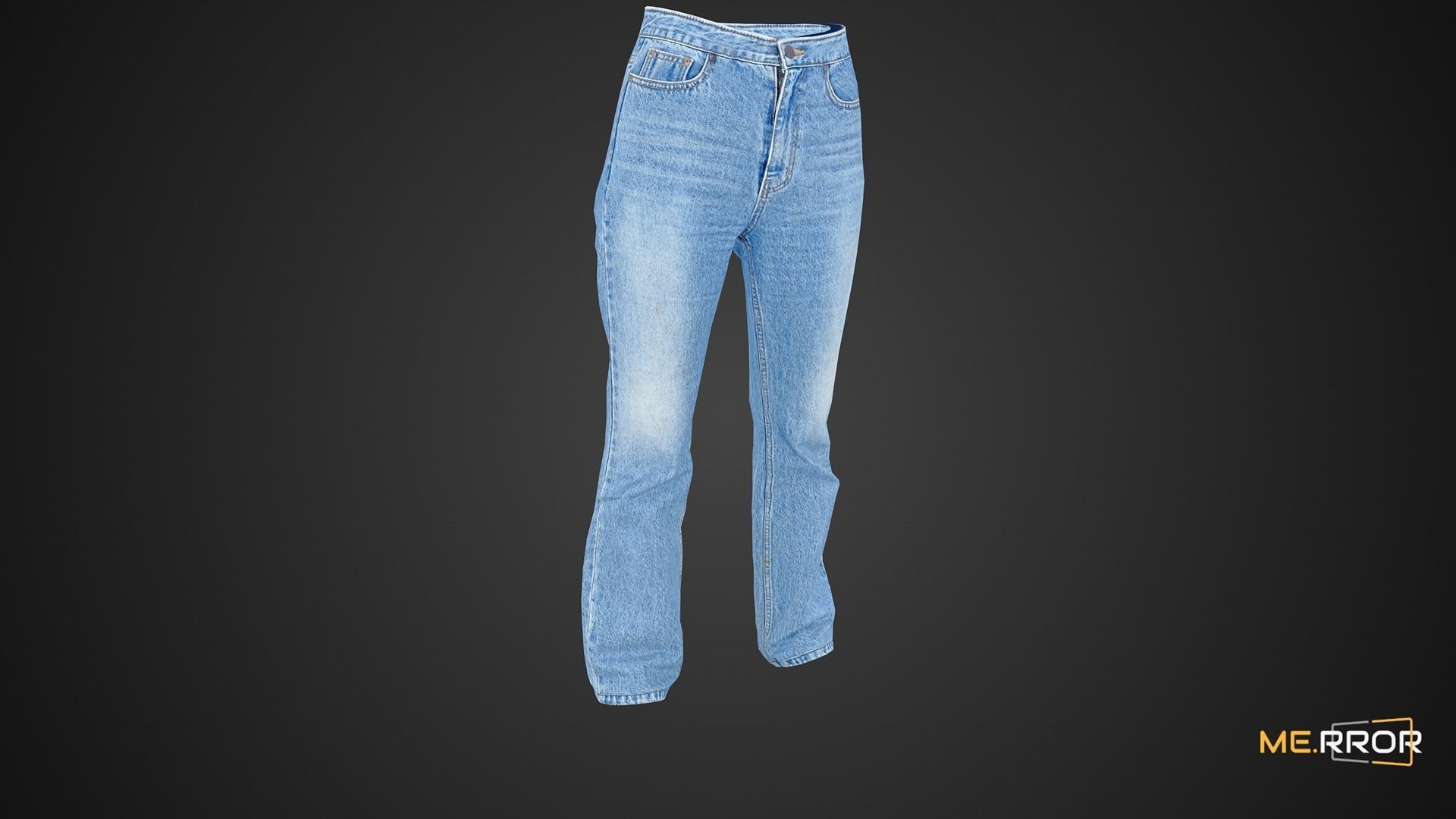Game Ready Bell Bottom Jeans Low-poly 3D model_5