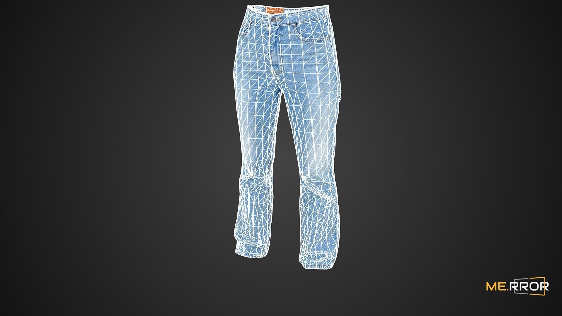 Game Ready Bell Bottom Jeans Low-poly 3D model_1