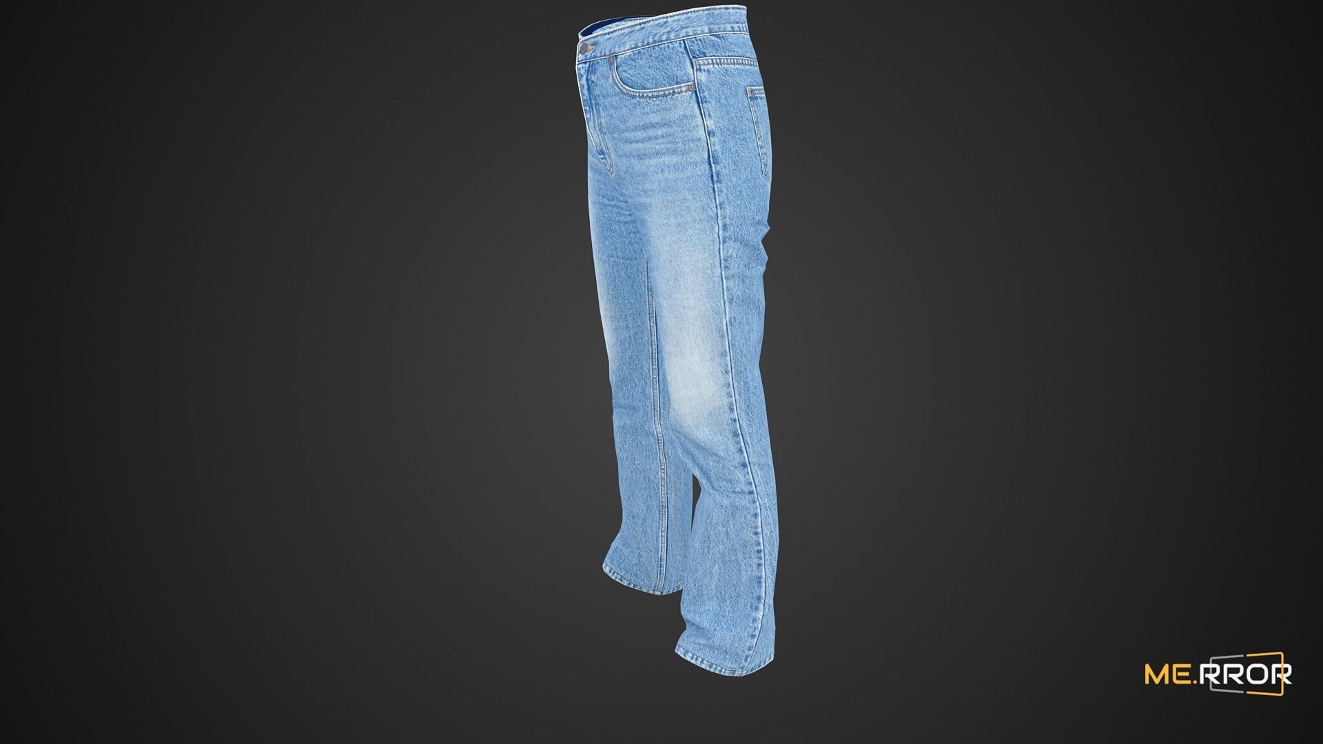 Game Ready Bell Bottom Jeans Low-poly 3D model_6