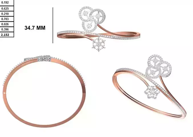 Women Bangle Bracelet STL JCD Details