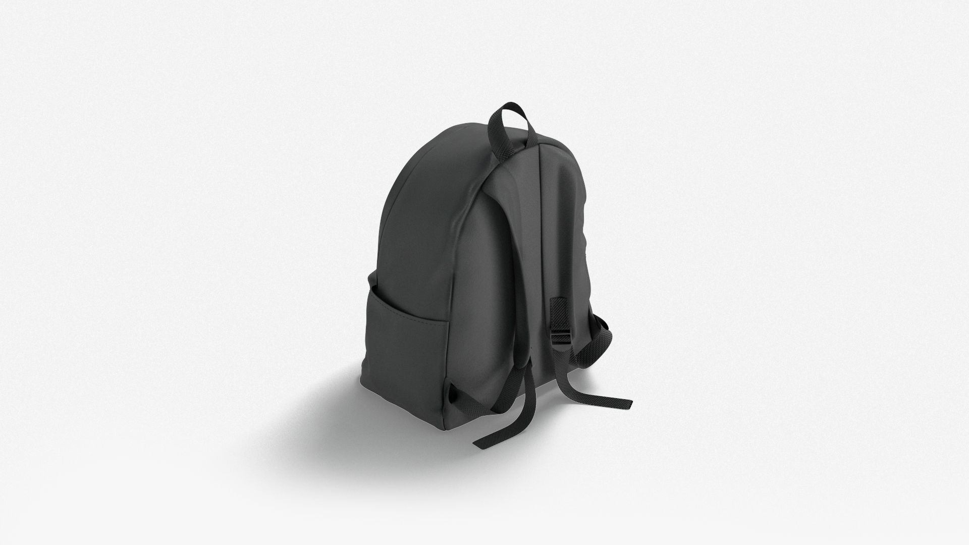 Black Backpack - travel school rucksack Low-poly 3D model_2