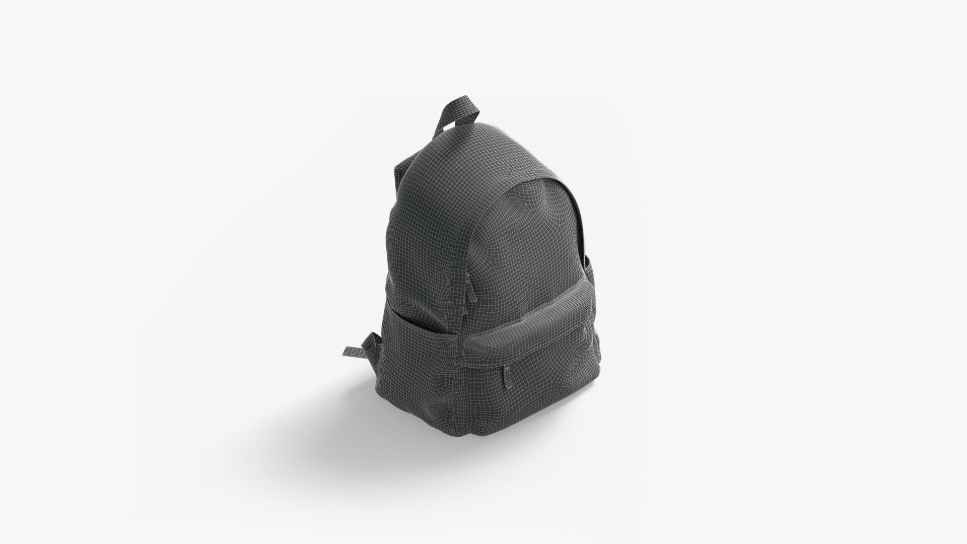 Black Backpack - travel school rucksack Low-poly 3D model_8