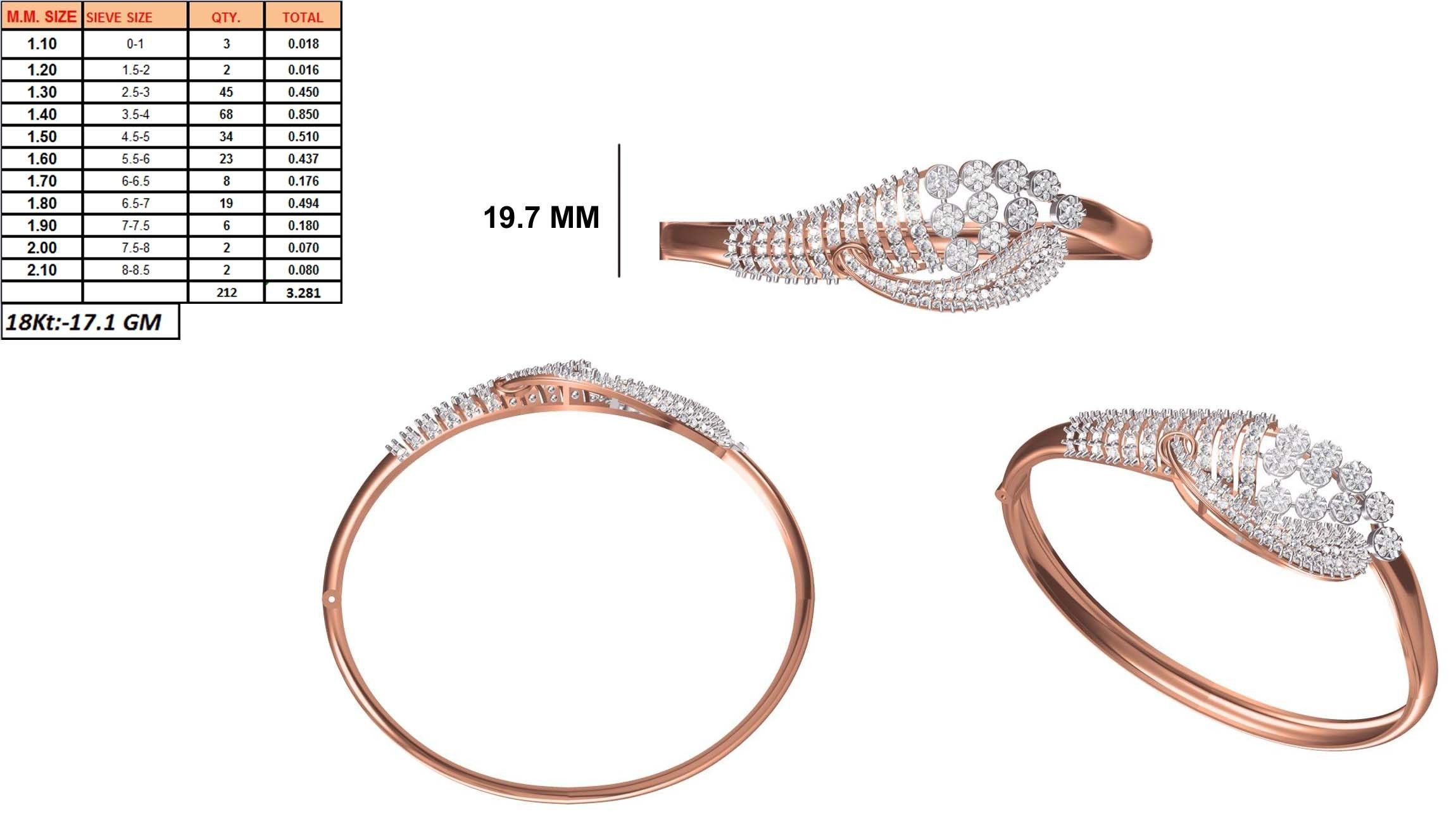 Women Bangle Bracelet STL JCD Details 3D print model_1