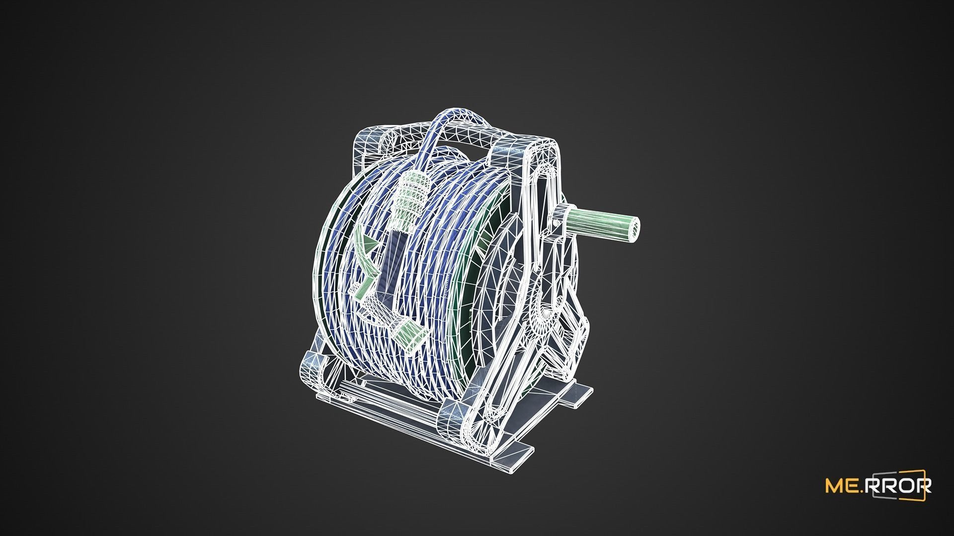 Game Ready Hose Reel Low-poly 3D model_3
