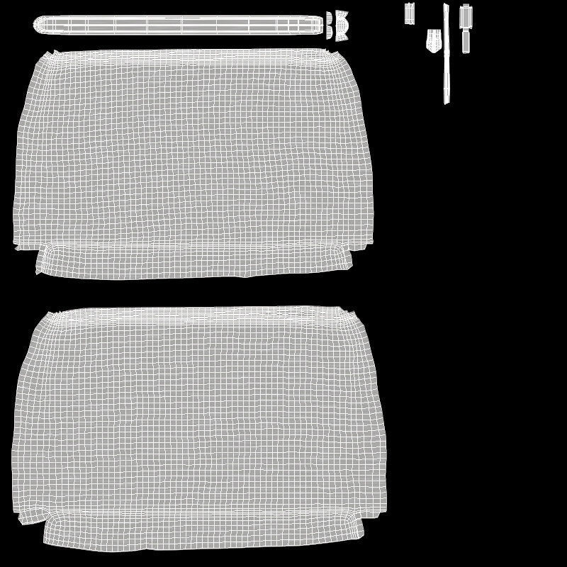 Black Canvas Pouch - linen zip bag Low-poly 3D model_5