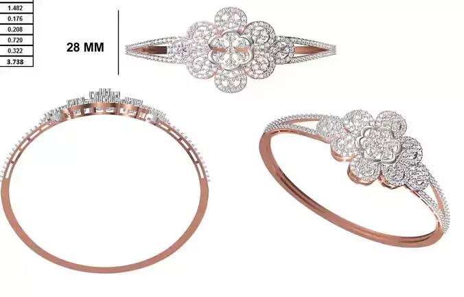 Women Bangle Bracelet STL JCD Details