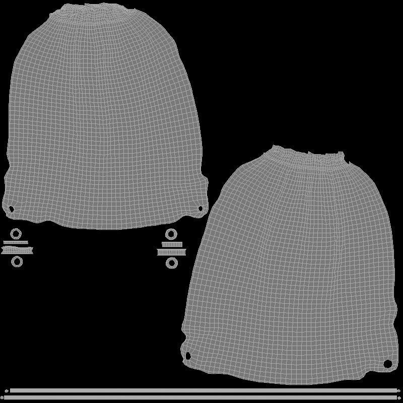 Black Drawstring Backpack - sport pouch with cord Low-poly 3D model_5