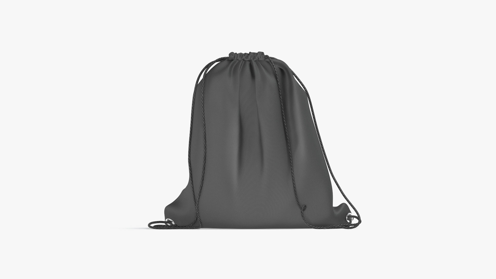 Black Drawstring Backpack - sport pouch with cord Low-poly 3D model_1