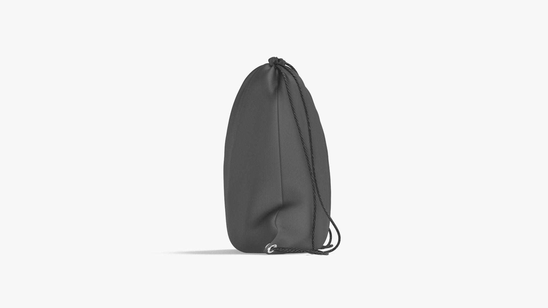 Black Drawstring Backpack - sport pouch with cord Low-poly 3D model_2