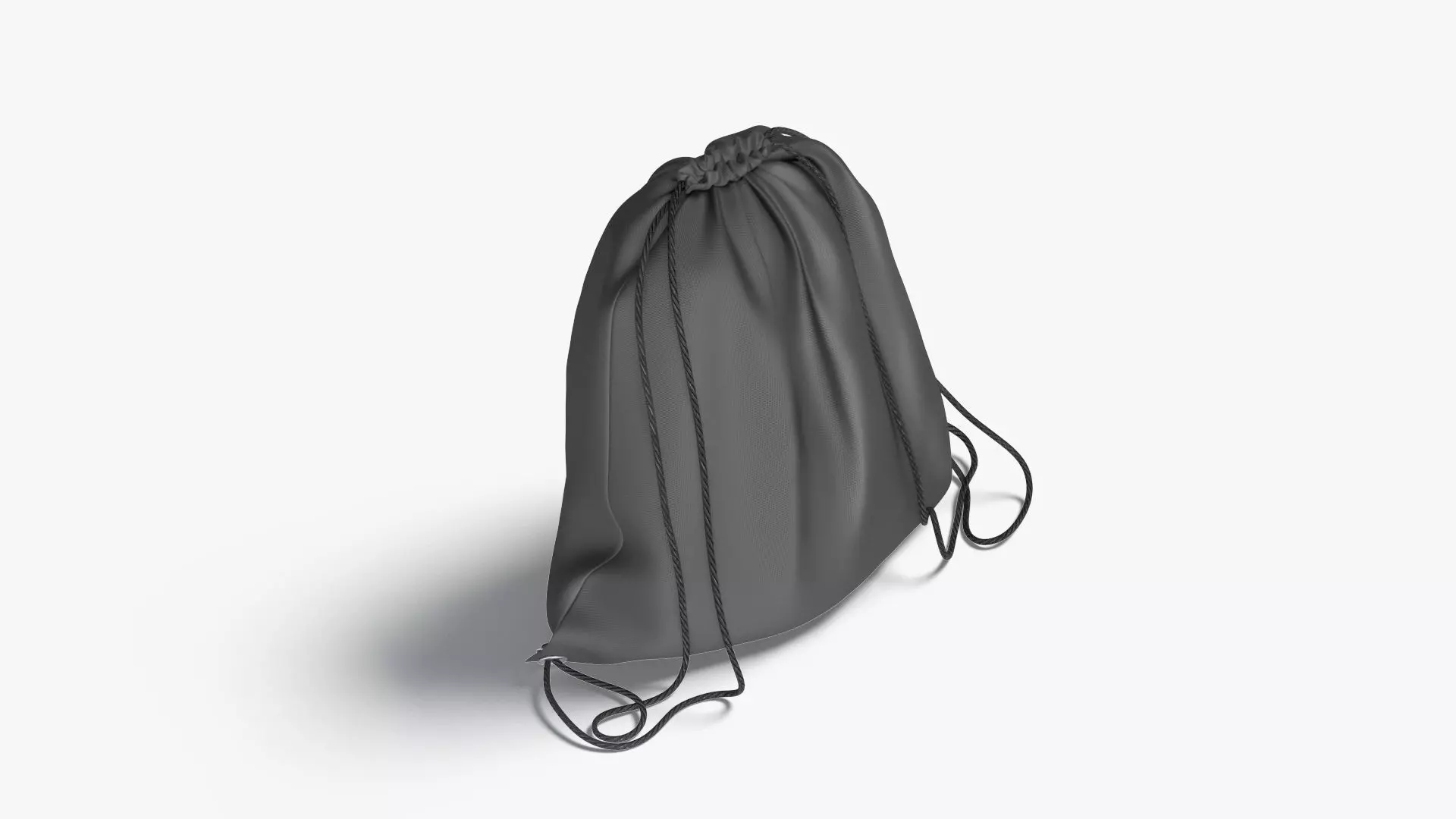 Black Drawstring Backpack - sport pouch with cord Low-poly 3D model_0