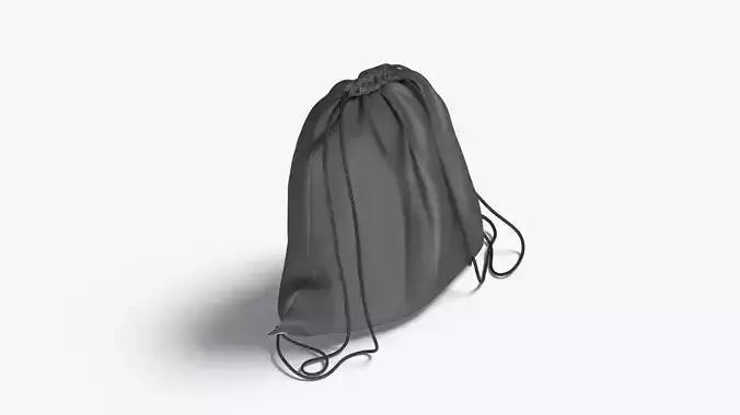 Black Drawstring Backpack - sport pouch with cord Low-poly 3D model