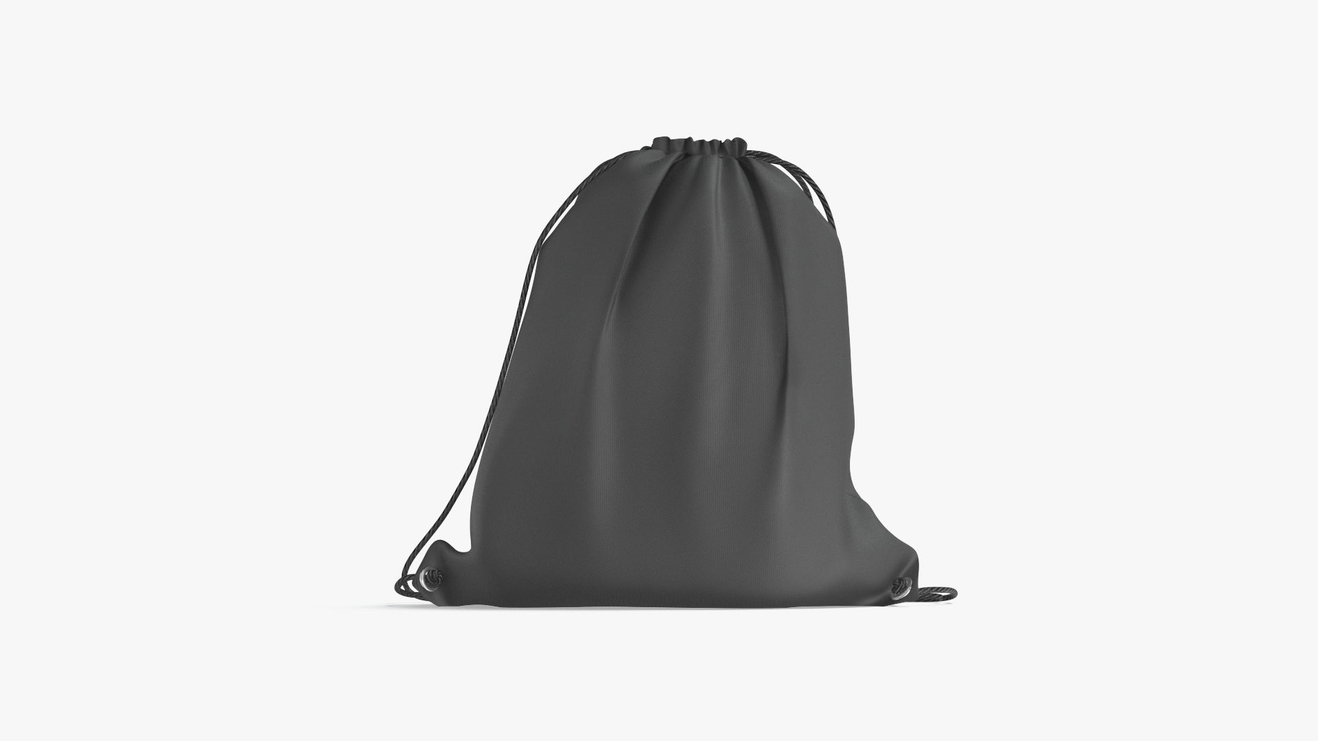 Black Drawstring Backpack - sport pouch with cord Low-poly 3D model_3