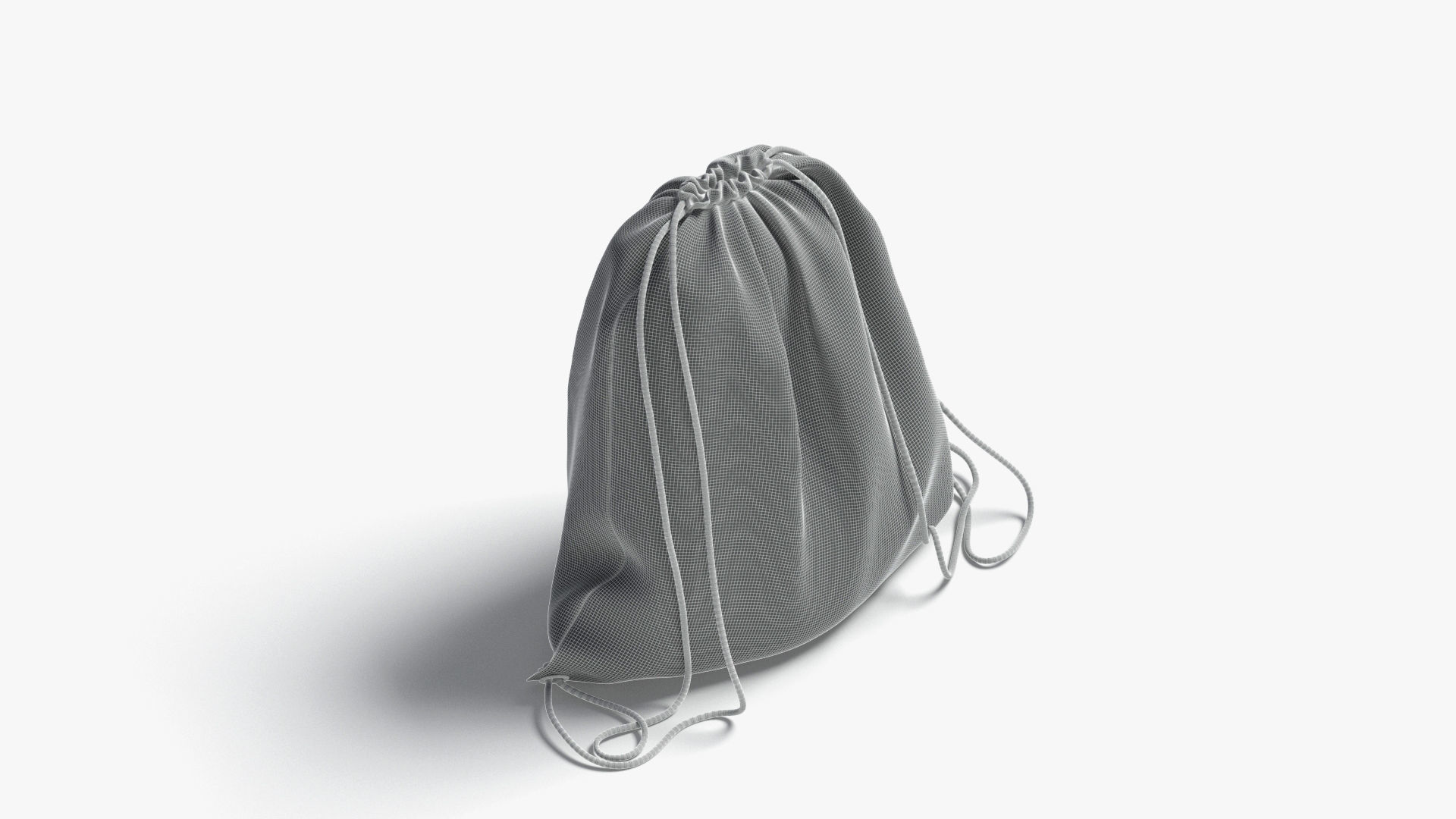 Black Drawstring Backpack - sport pouch with cord Low-poly 3D model_8