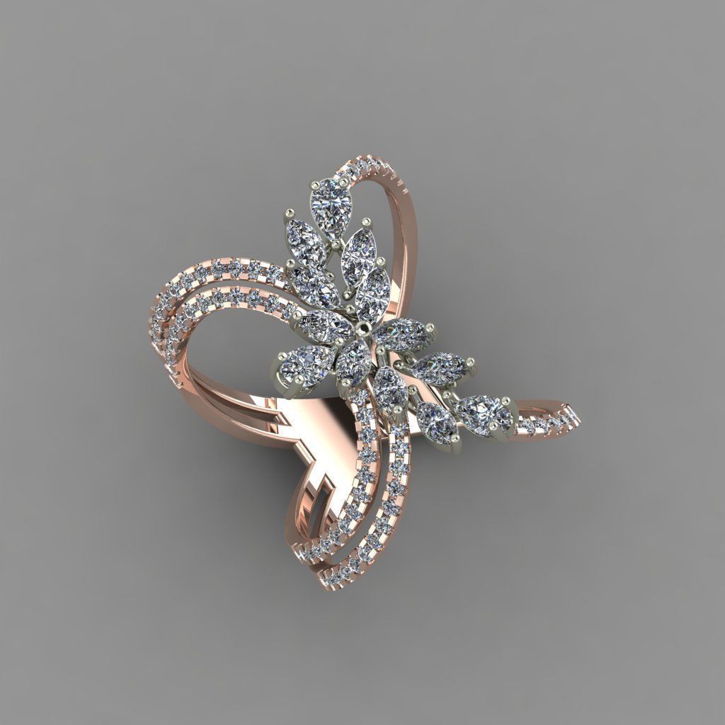 Marquies And Pear With Daimonds Beautiful Ring 3D Print Model 3D print model_2