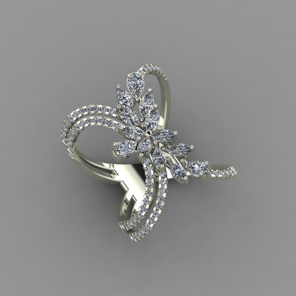 Marquies And Pear With Daimonds Beautiful Ring 3D Print Model 3D print model_3