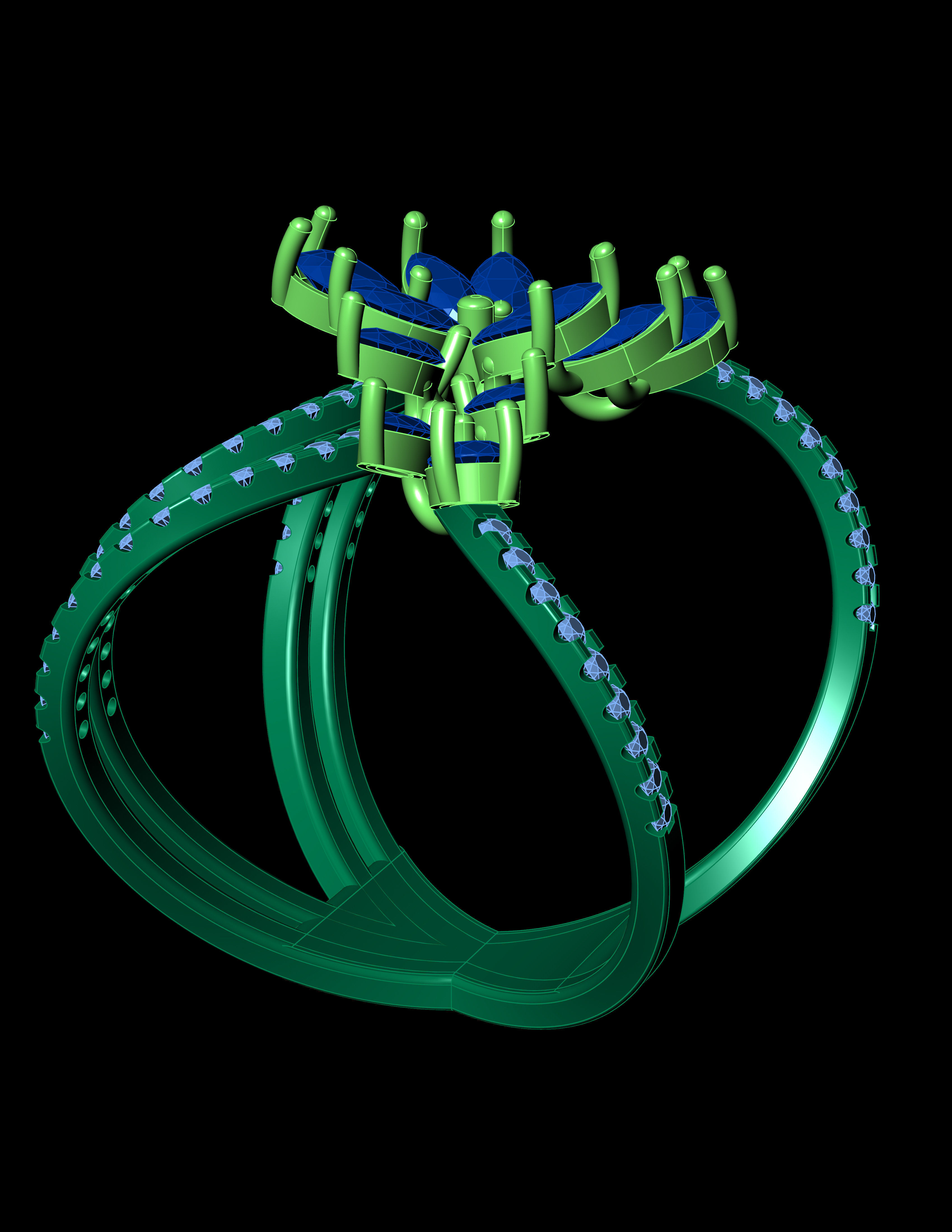 Marquies And Pear With Daimonds Beautiful Ring 3D Print Model 3D print model_13