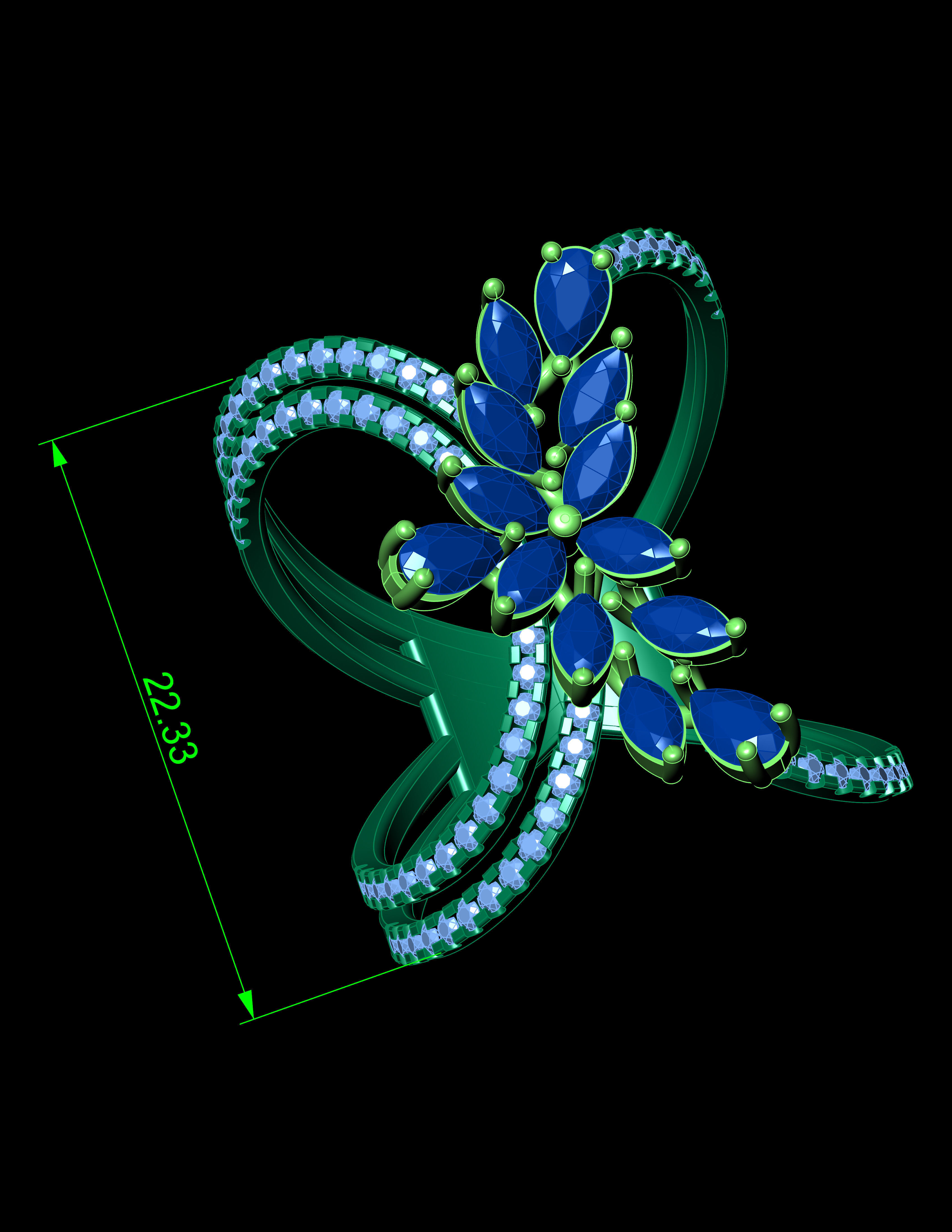 Marquies And Pear With Daimonds Beautiful Ring 3D Print Model 3D print model_8