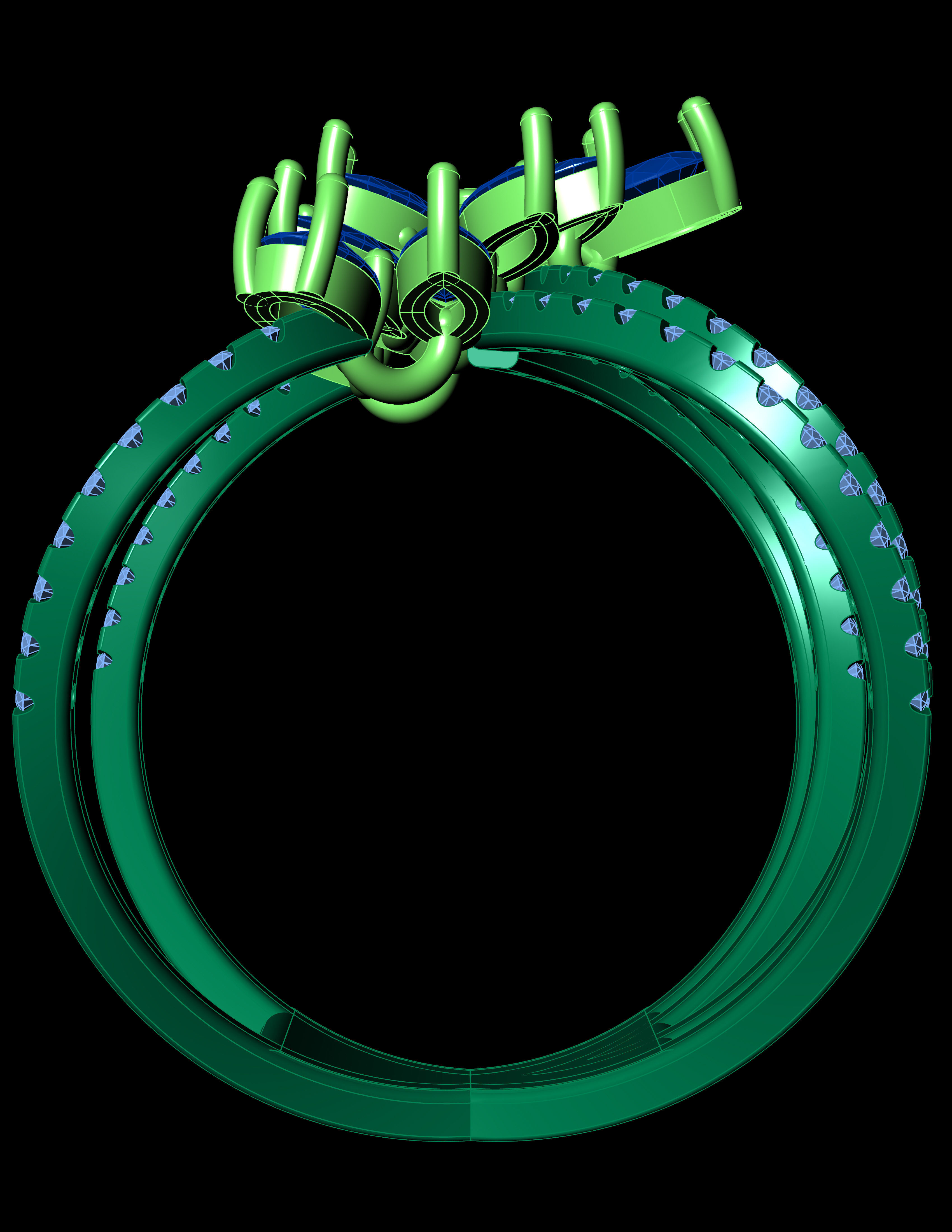 Marquies And Pear With Daimonds Beautiful Ring 3D Print Model 3D print model_11