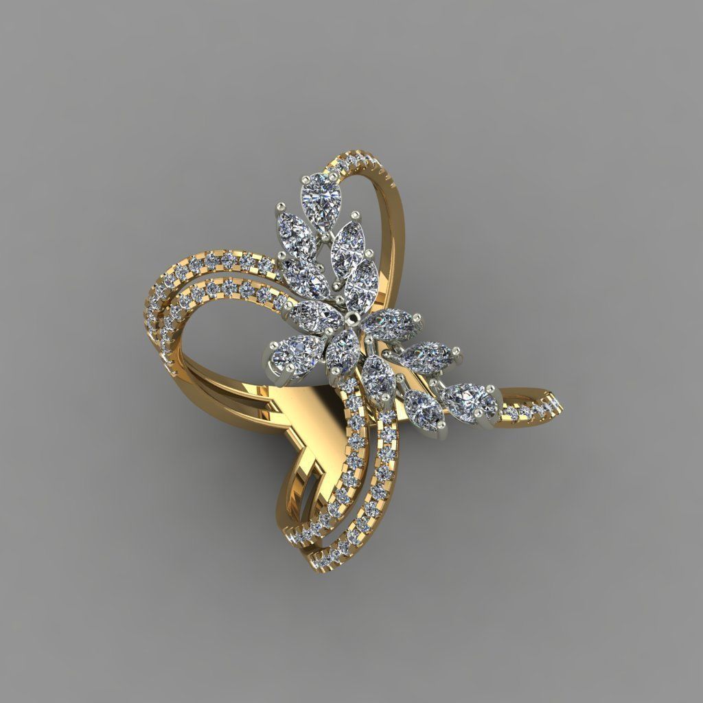 Marquies And Pear With Daimonds Beautiful Ring 3D Print Model 3D print model_1