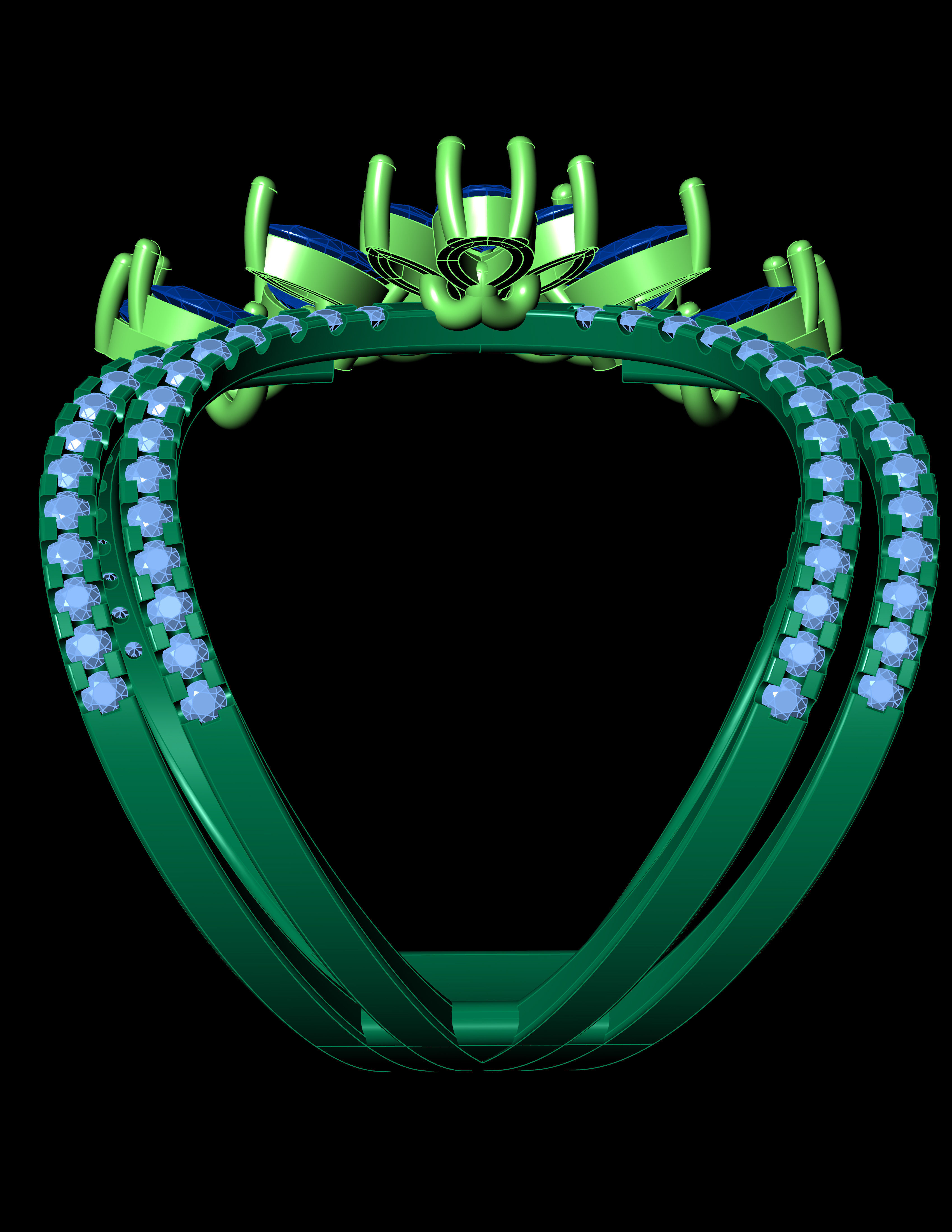 Marquies And Pear With Daimonds Beautiful Ring 3D Print Model 3D print model_10