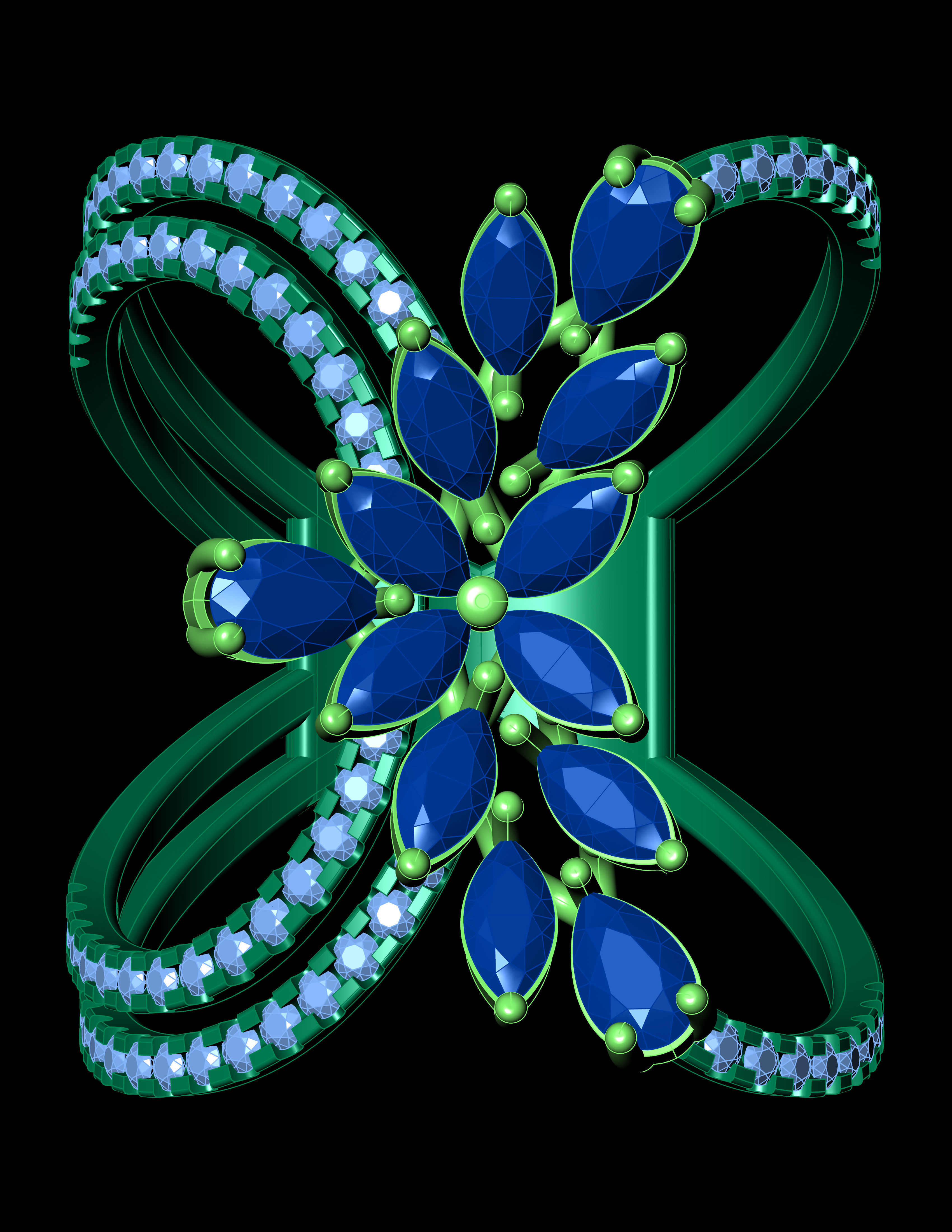 Marquies And Pear With Daimonds Beautiful Ring 3D Print Model 3D print model_9