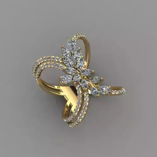 Marquies And Pear With Daimonds Beautiful Ring 3D Print Model