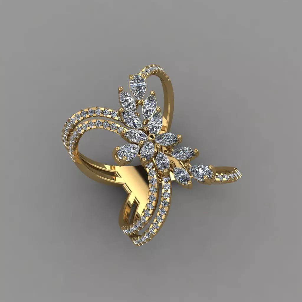 Marquies And Pear With Daimonds Beautiful Ring 3D Print Model 3D print model_0