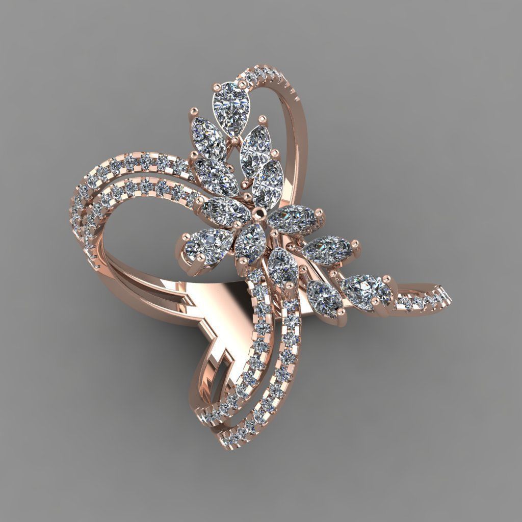 Marquies And Pear With Daimonds Beautiful Ring 3D Print Model 3D print model_5