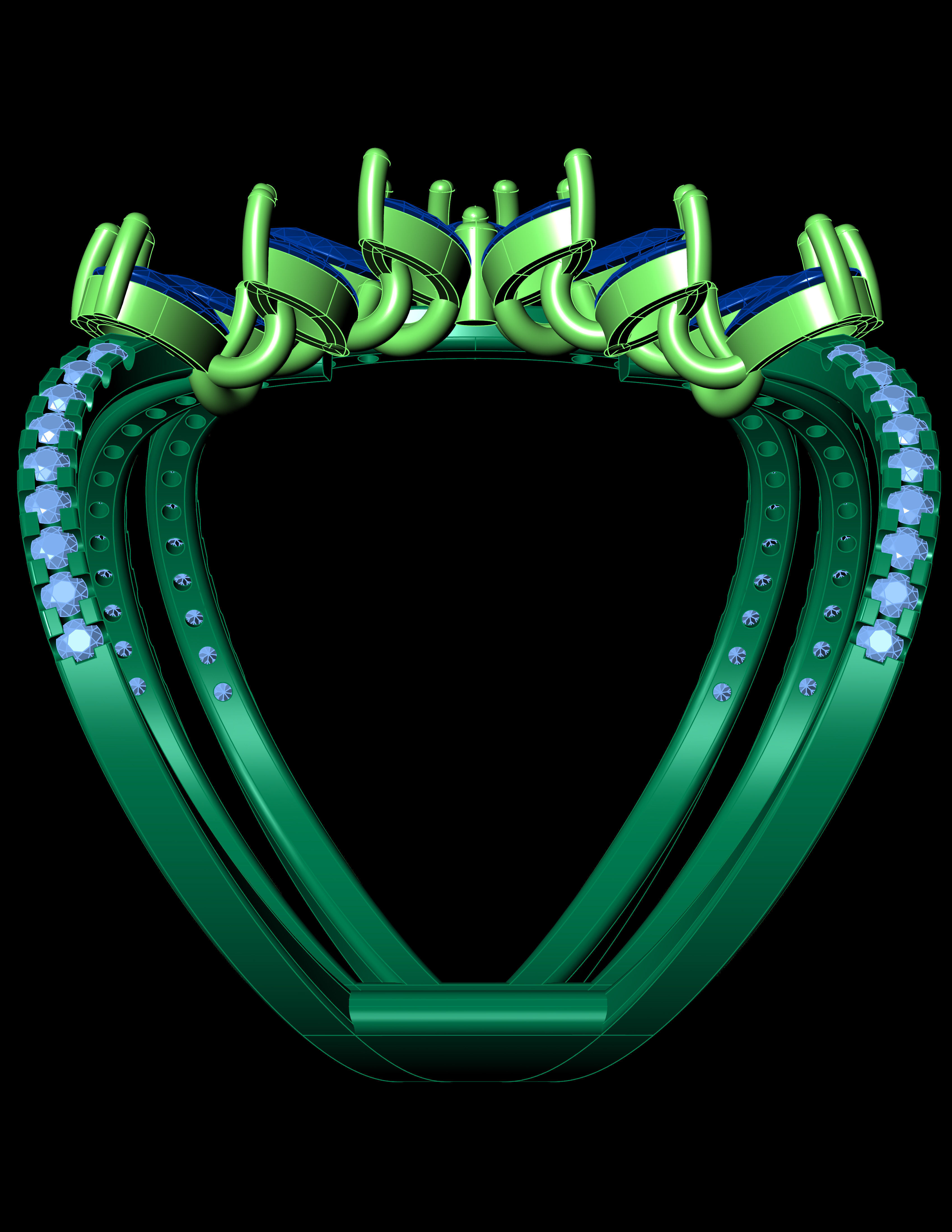 Marquies And Pear With Daimonds Beautiful Ring 3D Print Model 3D print model_12