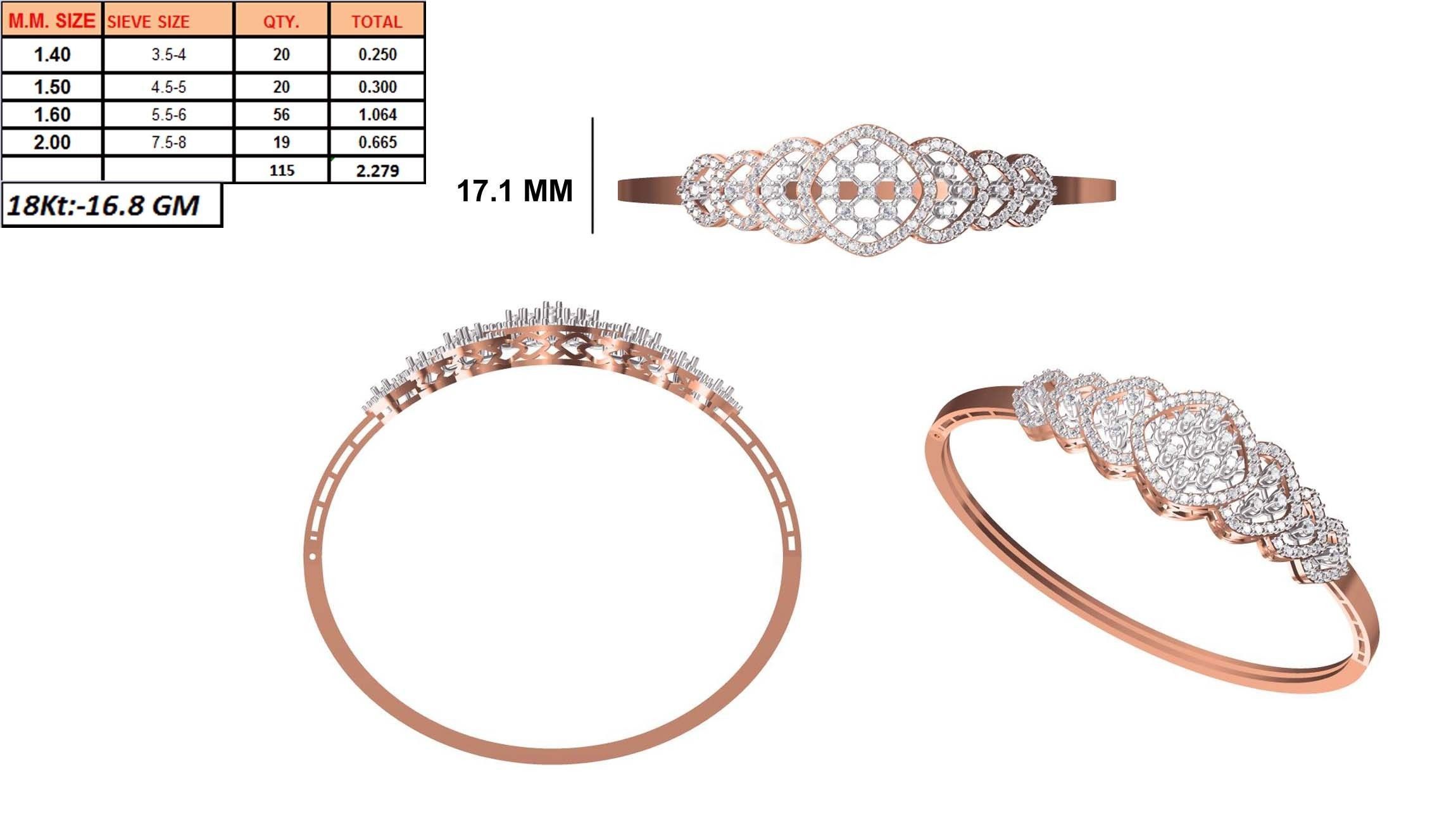 Women Bangle Bracelet STL JCD Details 3D print model_1