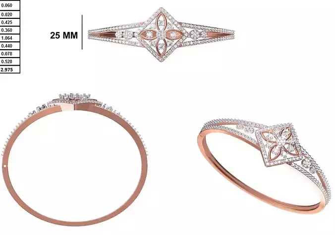 Women Bangle Bracelet STL JCD Details