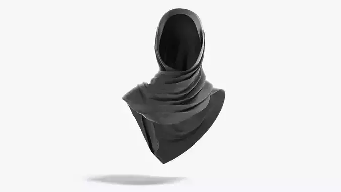 Black Hijab - woman muslim head cover  Low-poly 3D model