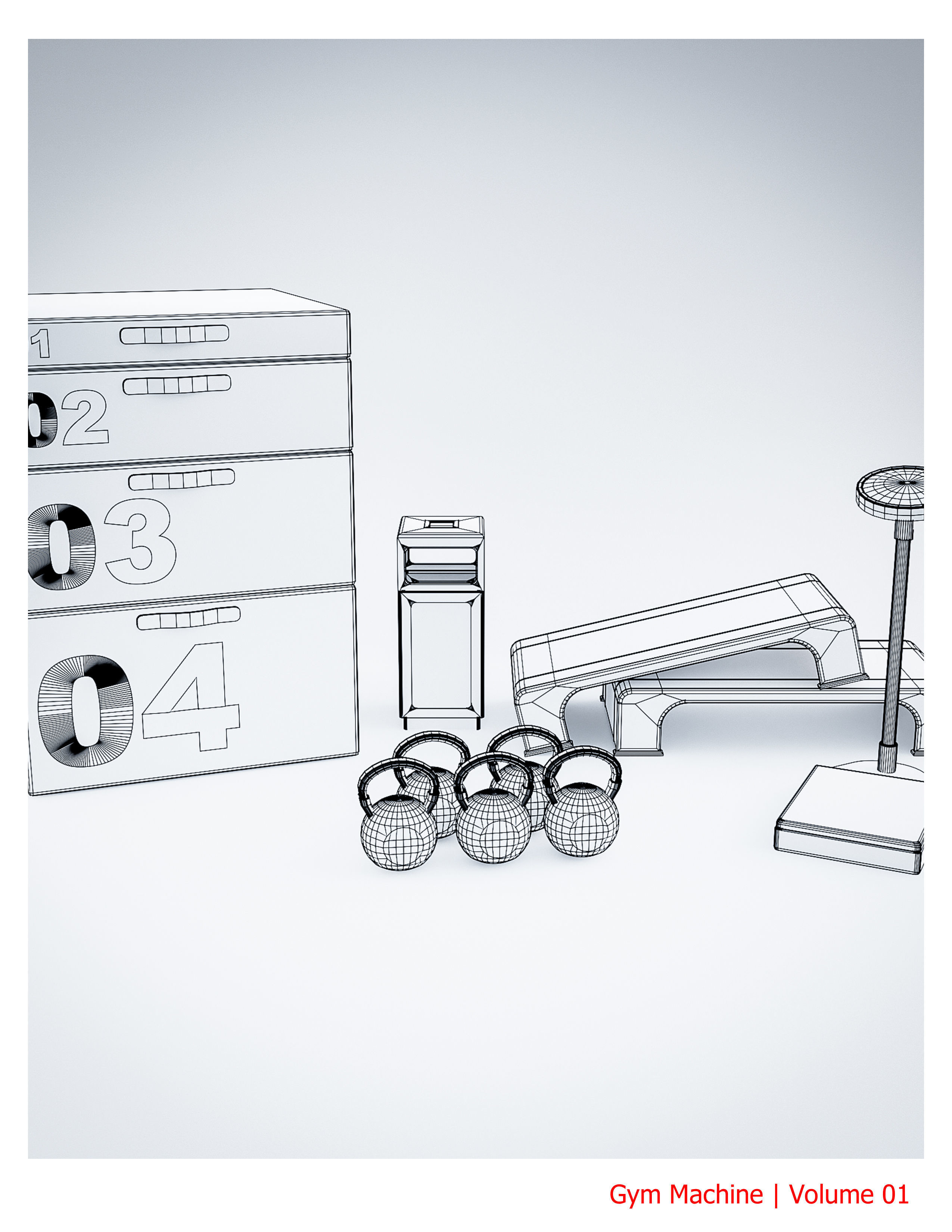 35 Gym Equipment Blender - Fbx - Obj ready Low-poly 3D model_10